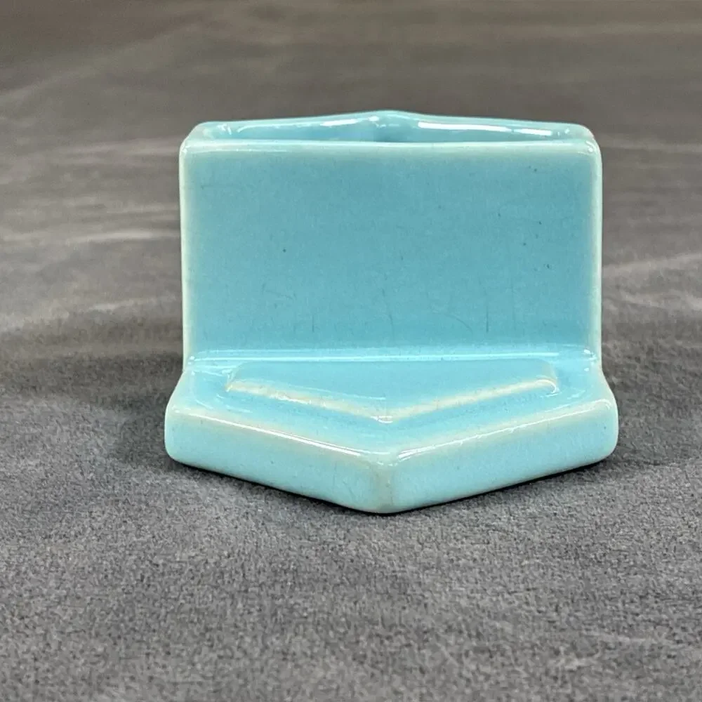 Vintage Caifornia Tudor Pottery Turquoise Nesting Creamer /Open Sugar Tray Set